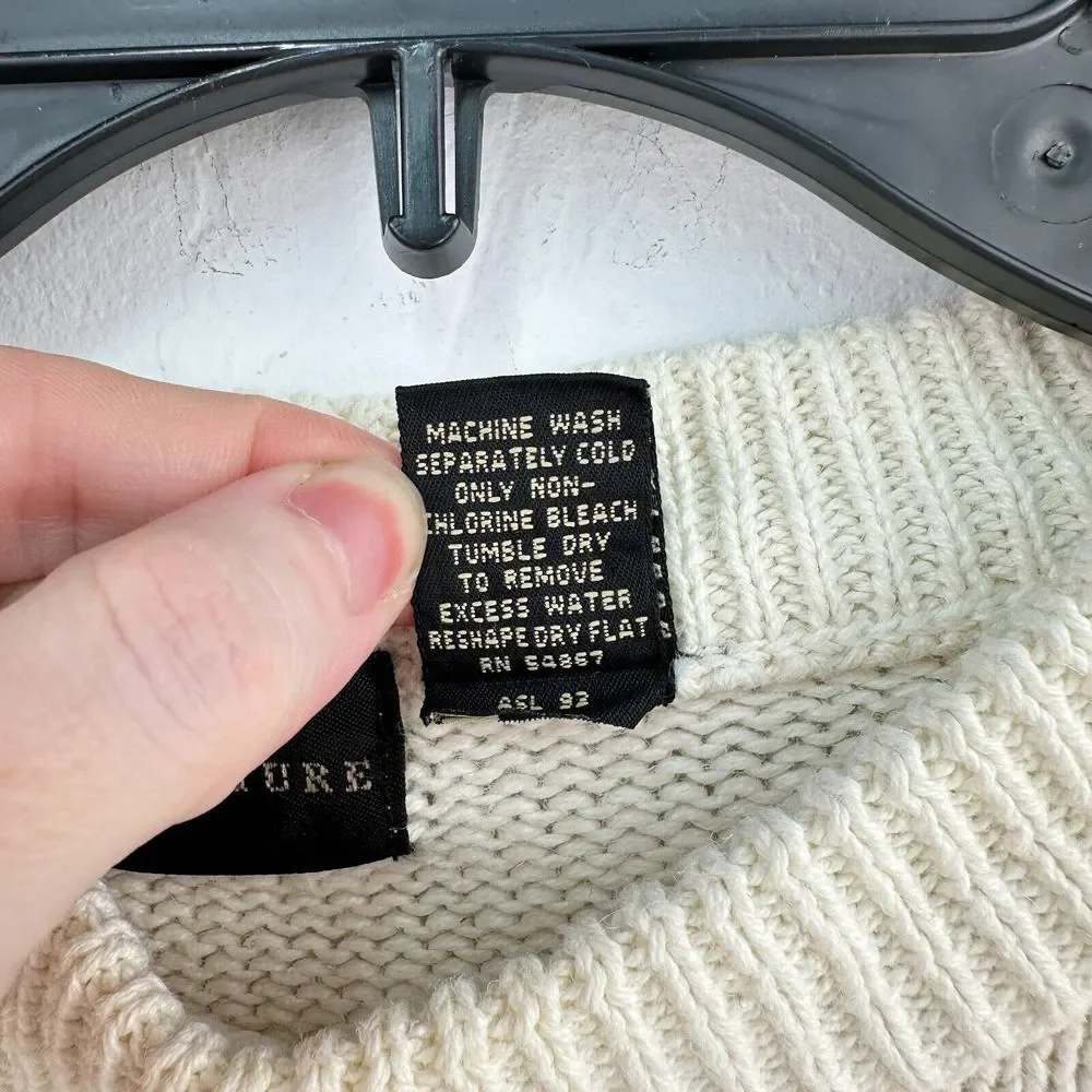 Vintage Structure Sweater Mens‎ Large Cream Dolman Sleeve Crew Neck Minimalist